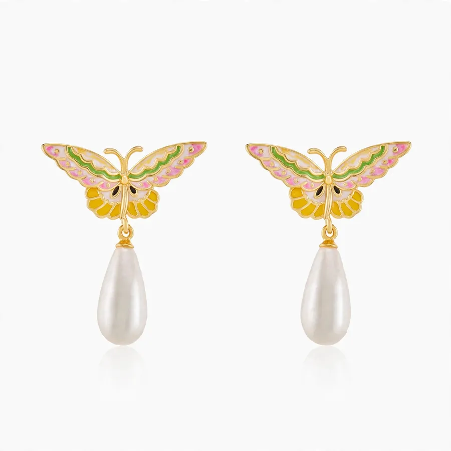 Jade Butterfly Spring Drop Earrings