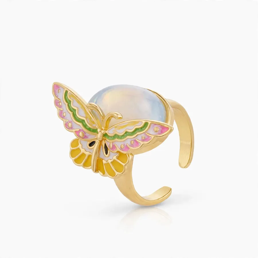 Jade Butterfly Spring Ring
