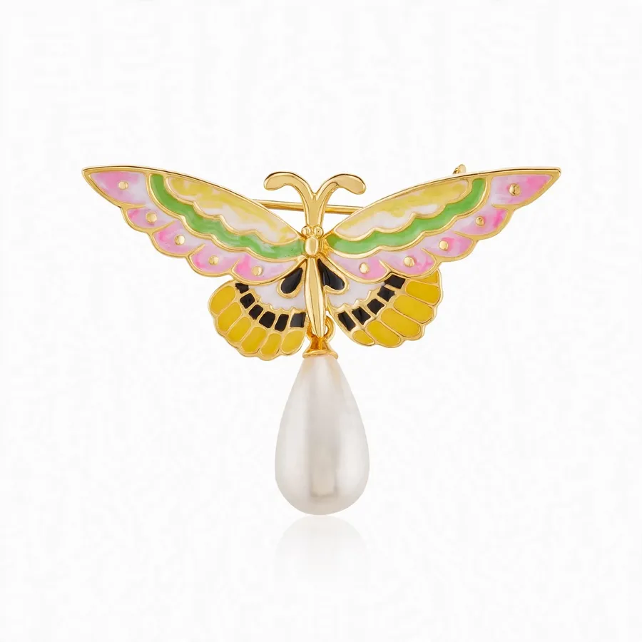 Jade Butterfly Spring Brooch