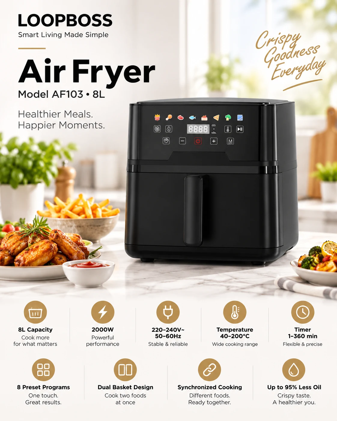 LOOPBOSS Glass Air Fryer AF118