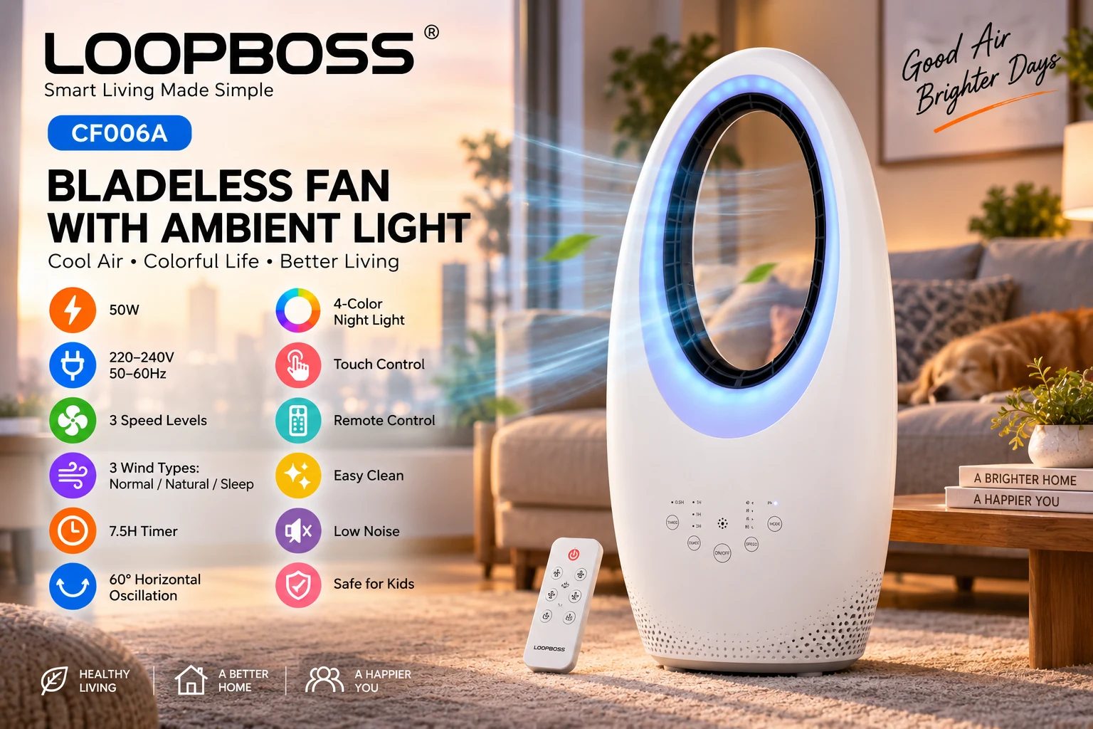 LOOPBOSS Bladeless PTC Fan Heater HC312