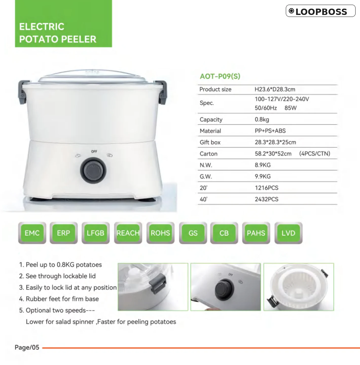 LOOPBOSS Electric Potato Peeler