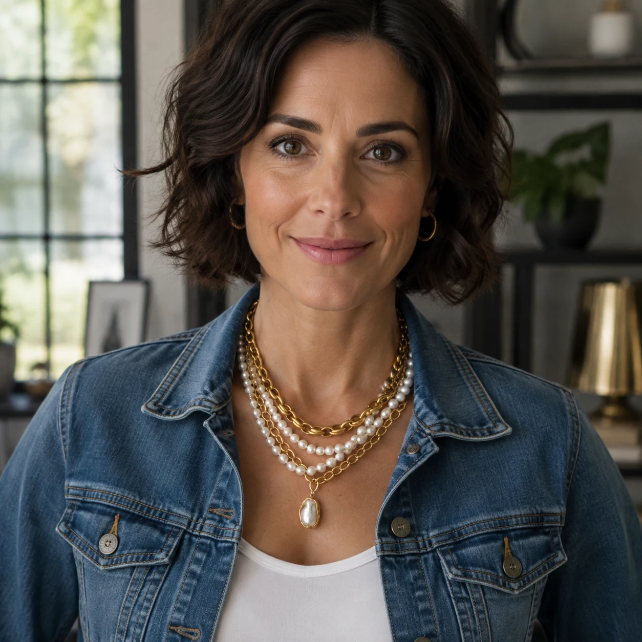 ShaiNewi Pearl Layered Chain Necklace