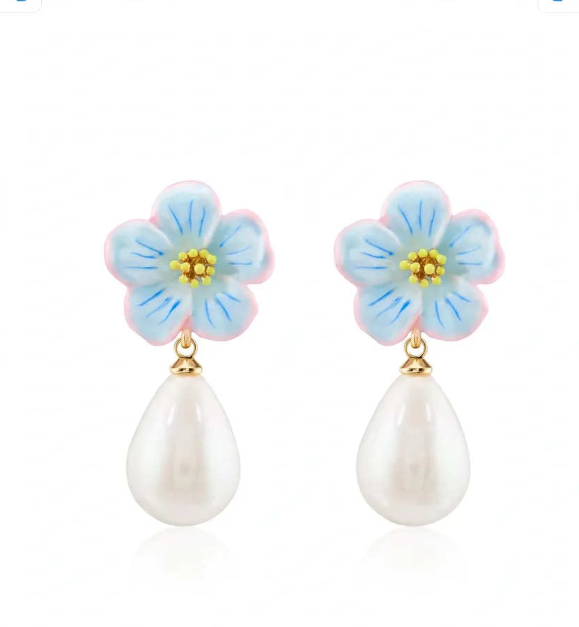 Blue Pearl Stud Earrings