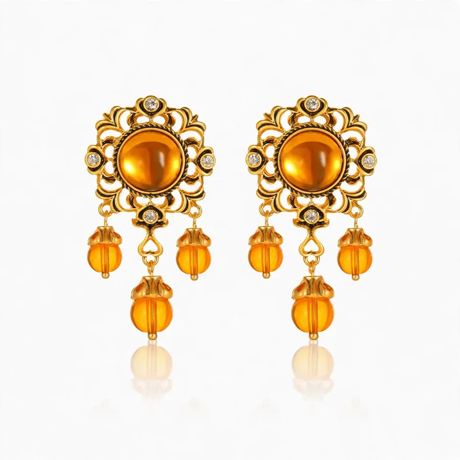 Antique Orange Stud Earrings