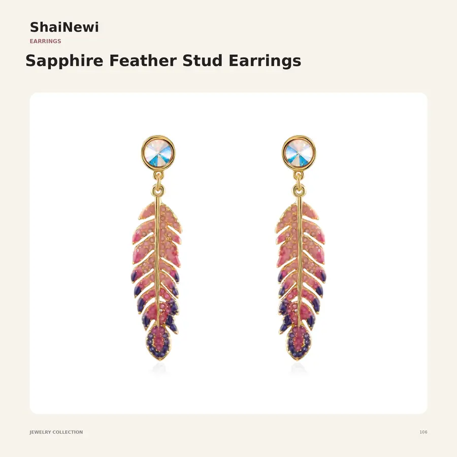 ShaiNewi Sapphire Feather Stud Earrings