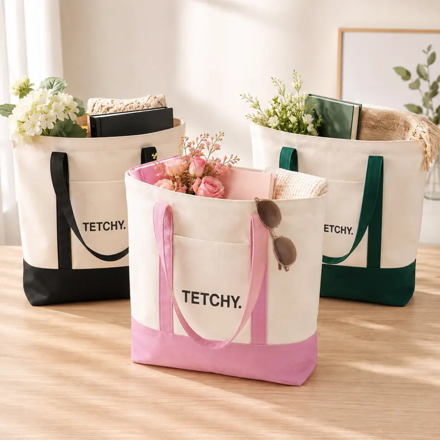 TETCHY. · Bags Color Block Canvas Tote Bag Collection