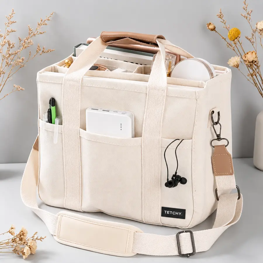 TETCHY. · Bags Multi Pocket Laptop Tote Bag