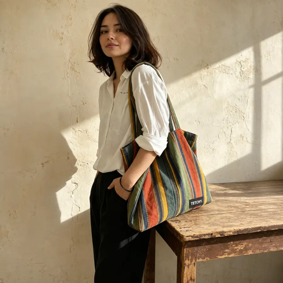 TETCHY. · Bags Striped Canvas Shoulder Bag